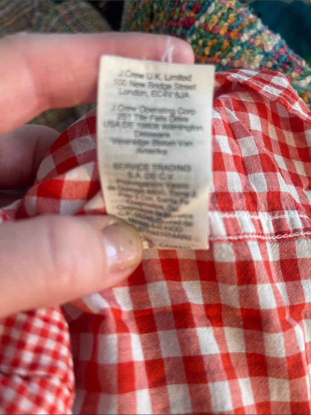J. Crew Red and White Gingham Short-Sleeve Pajama Top